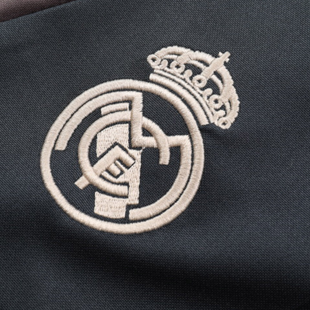 Men's Real Madrid Zipper Sweatshirt Kit (Top+Pants) 2024/25