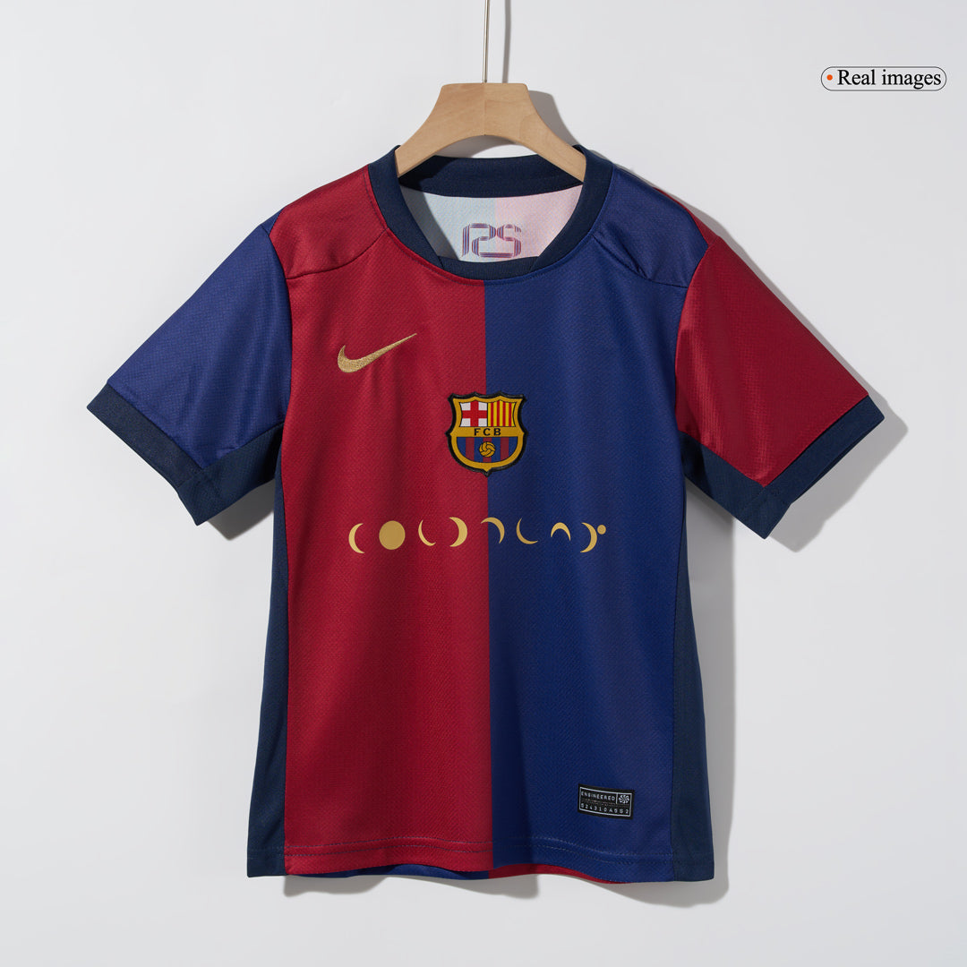 Kid's Barcelona Home Soccer Jersey Kit(Shirt+Shorts) 2024/25 - COLDPLAY