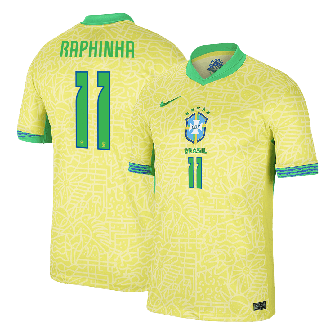 Brazil RAPHINHA #11 Soccer Jersey Home Custom Shirt 2024