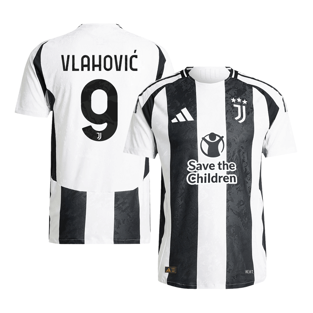 Authentic VLAHOVI? #9 Juventus Home Soccer Jersey 2024/25 - Save The Children Sponsor