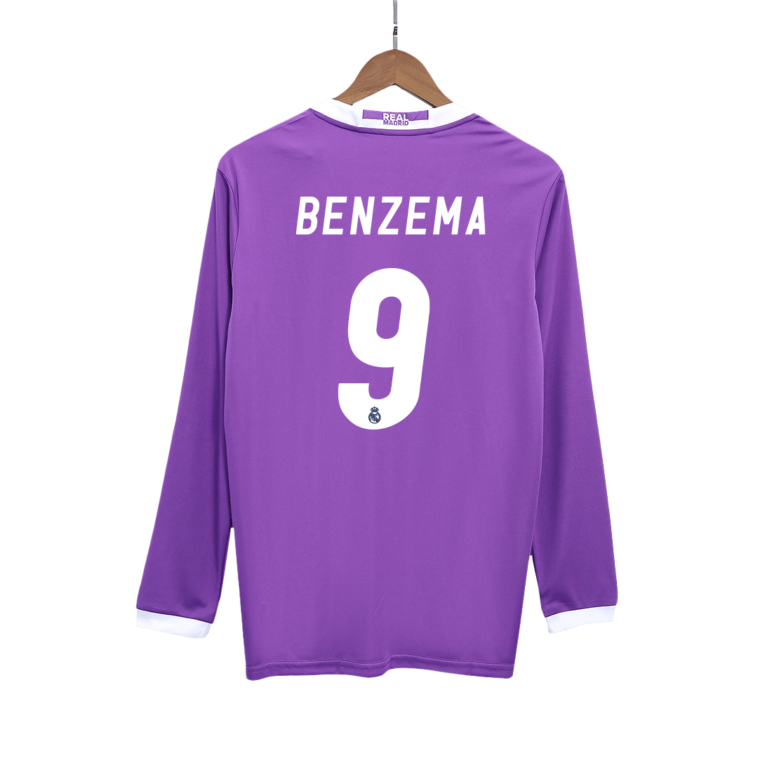 BENZEMA #9 Real Madrid Retro Jersey Away Long Sleeve Soccer Shirt 2016/17