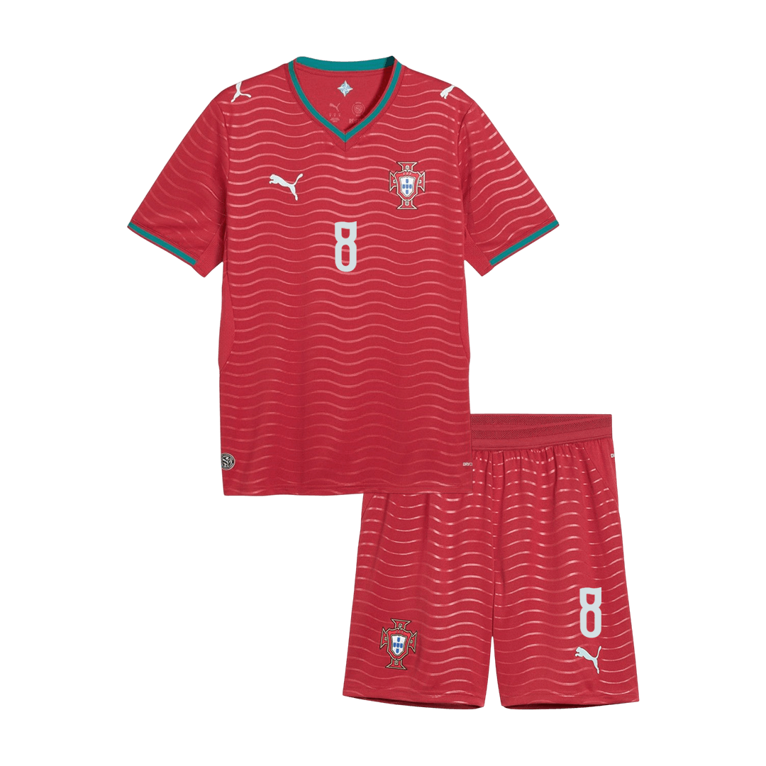 B. FERNANDES #8 Portugal Home World Cup Kids Soccer Jerseys Kit 2026