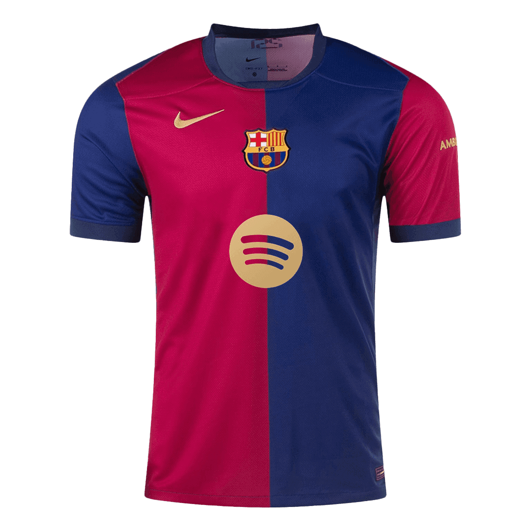GAVI #6 Barcelona Home Soccer Jersey 2024/25 - Spotify Logo Without Text