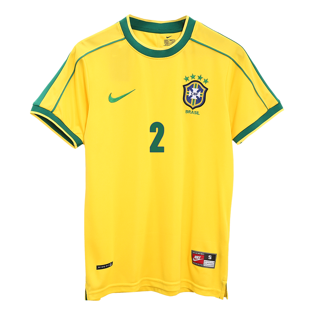 Retro Jersey CAFU #2 Brazil Home Soccer Shirt 1998 -World Cup