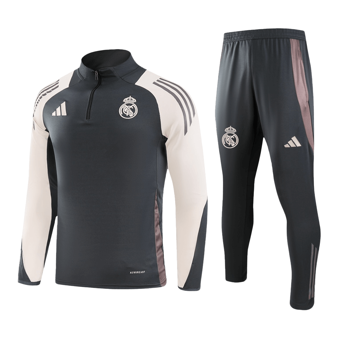 Men's Real Madrid Zipper Sweatshirt Kit (Top+Pants) 2024/25