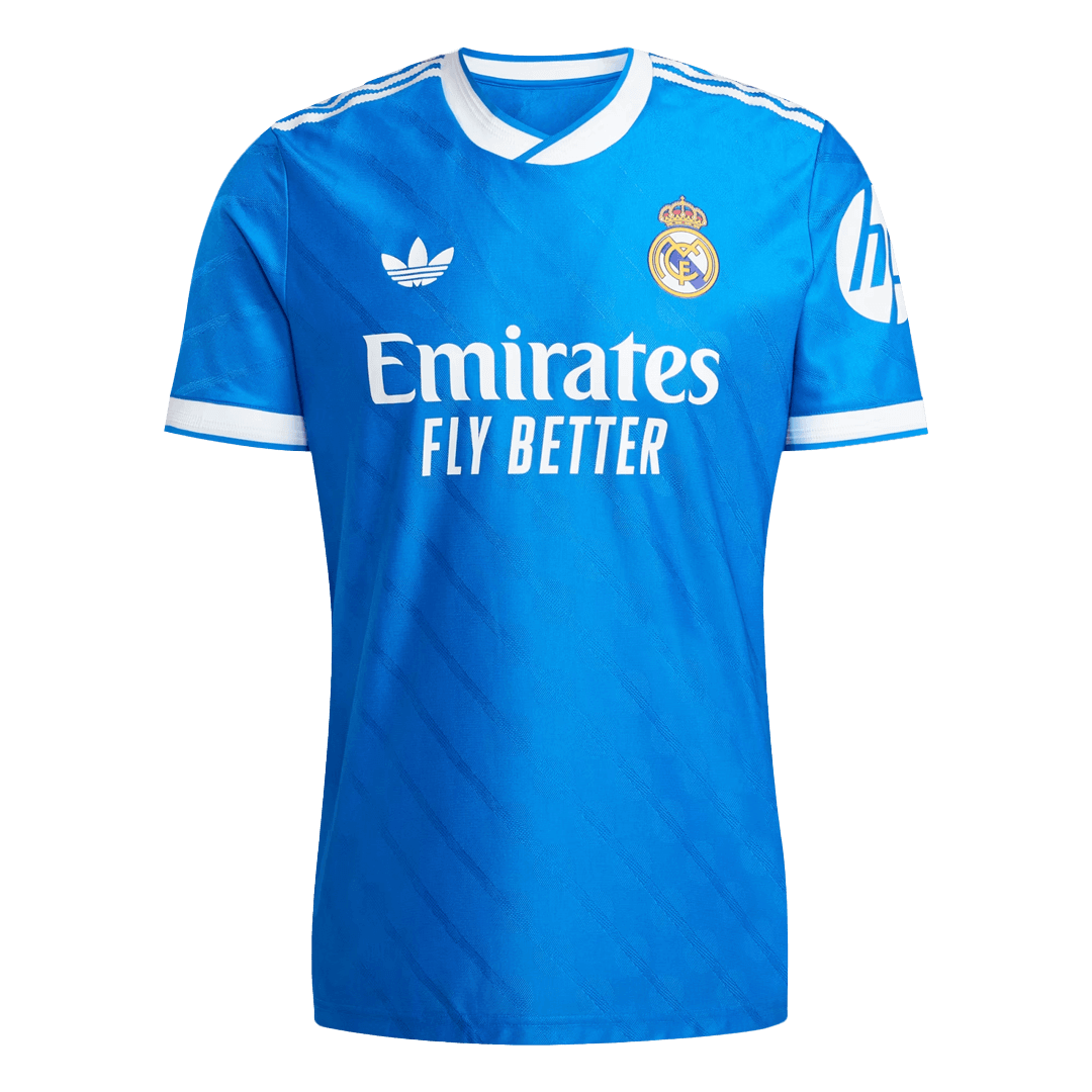 Camiseta de fútbol azul de visitante del Real Madrid 2025/26