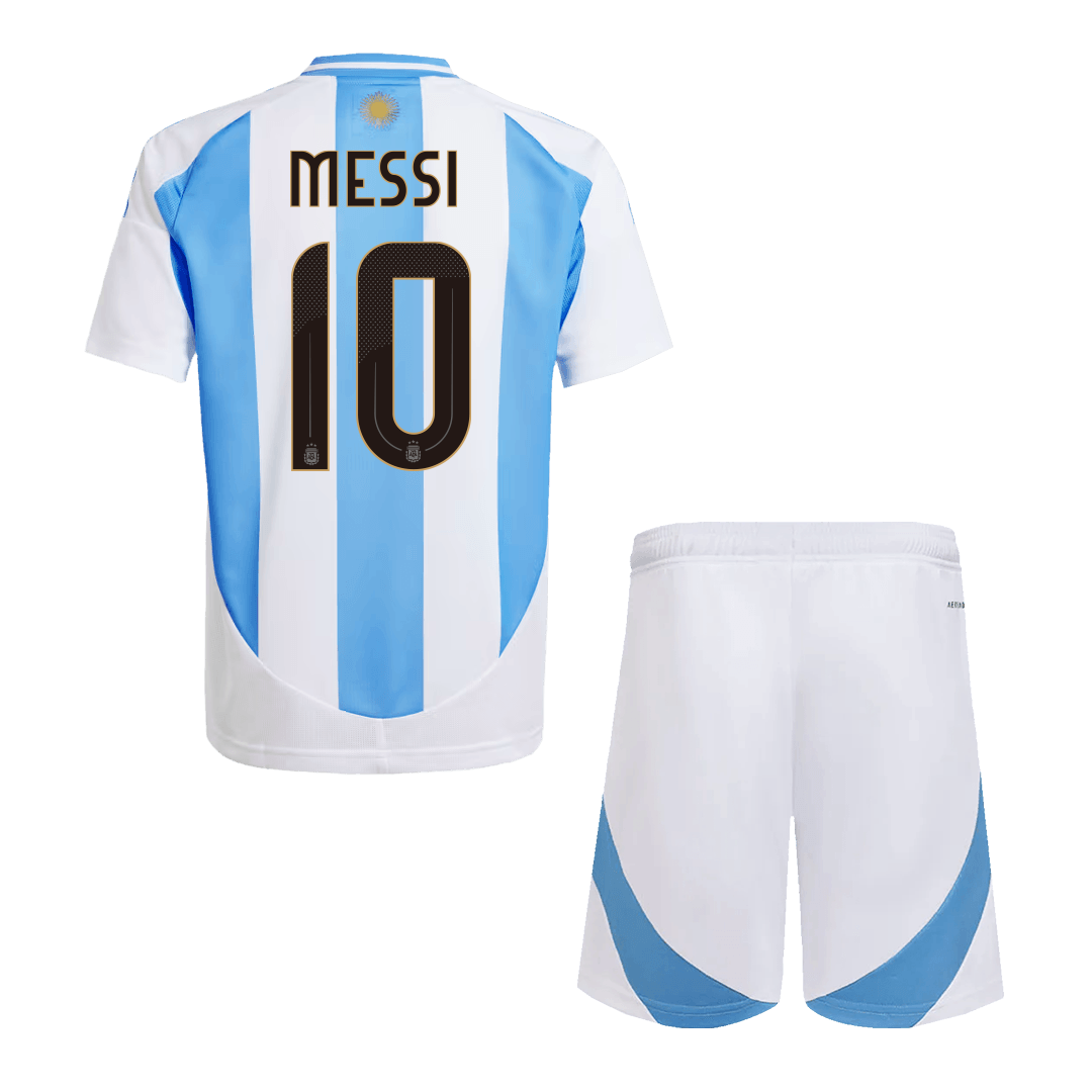 Kids MESSI #10 Argentina Home Soccer Jersey Kit (Jersey+Shorts) 2024