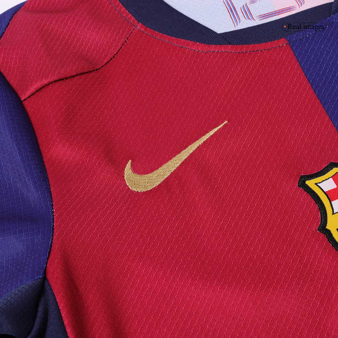 Gift-Kid's Barcelona Home Spotify Logo Without Text Soccer Jersey Kit(Shirt+Shorts) 2024/25