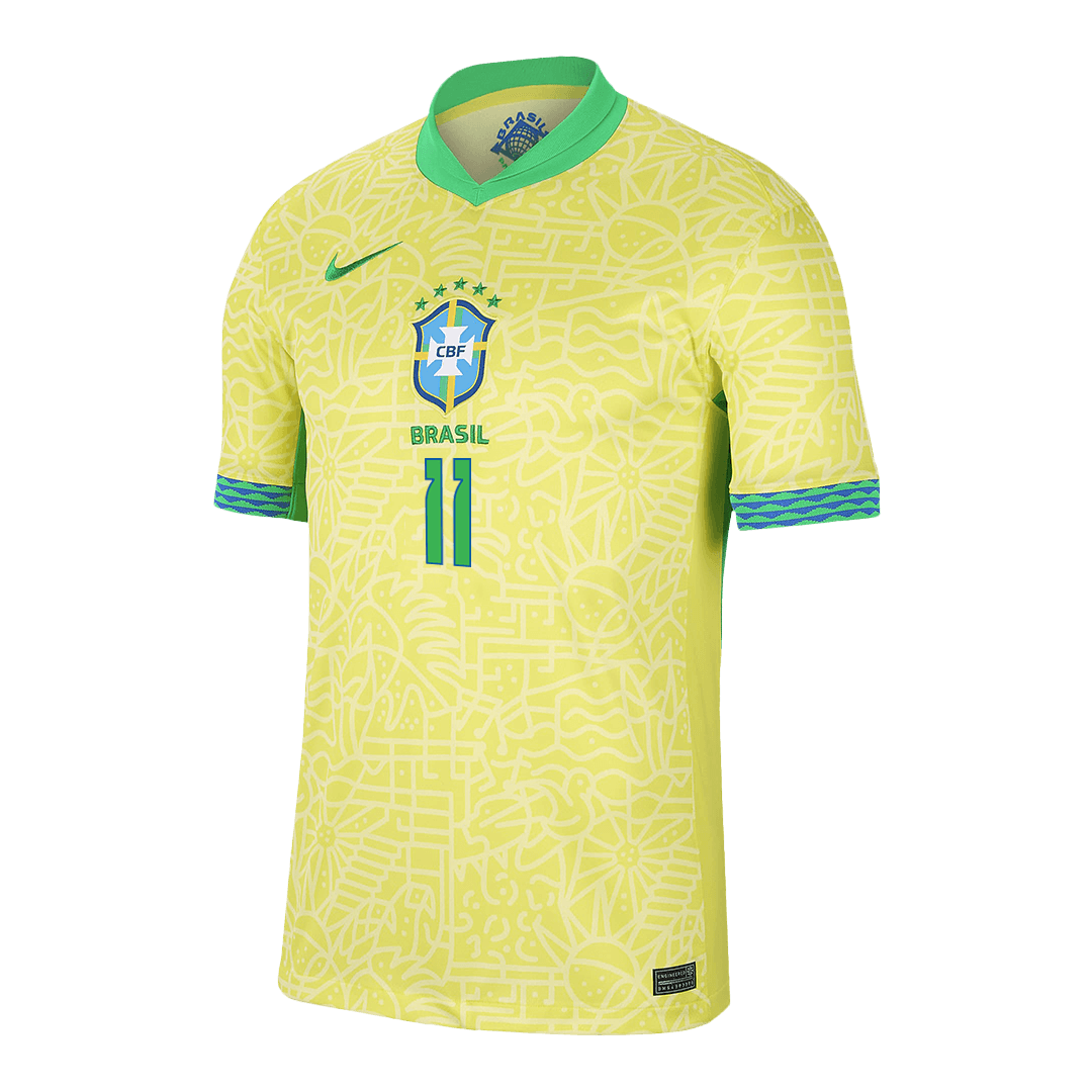 Brazil RAPHINHA #11 Soccer Jersey Home Custom Shirt 2024