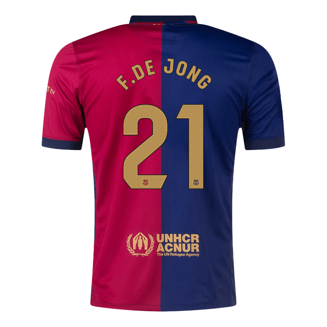 F.DE JONG #21 Barcelona Home Soccer Jersey 2024/25 - Spotify Logo Without Text