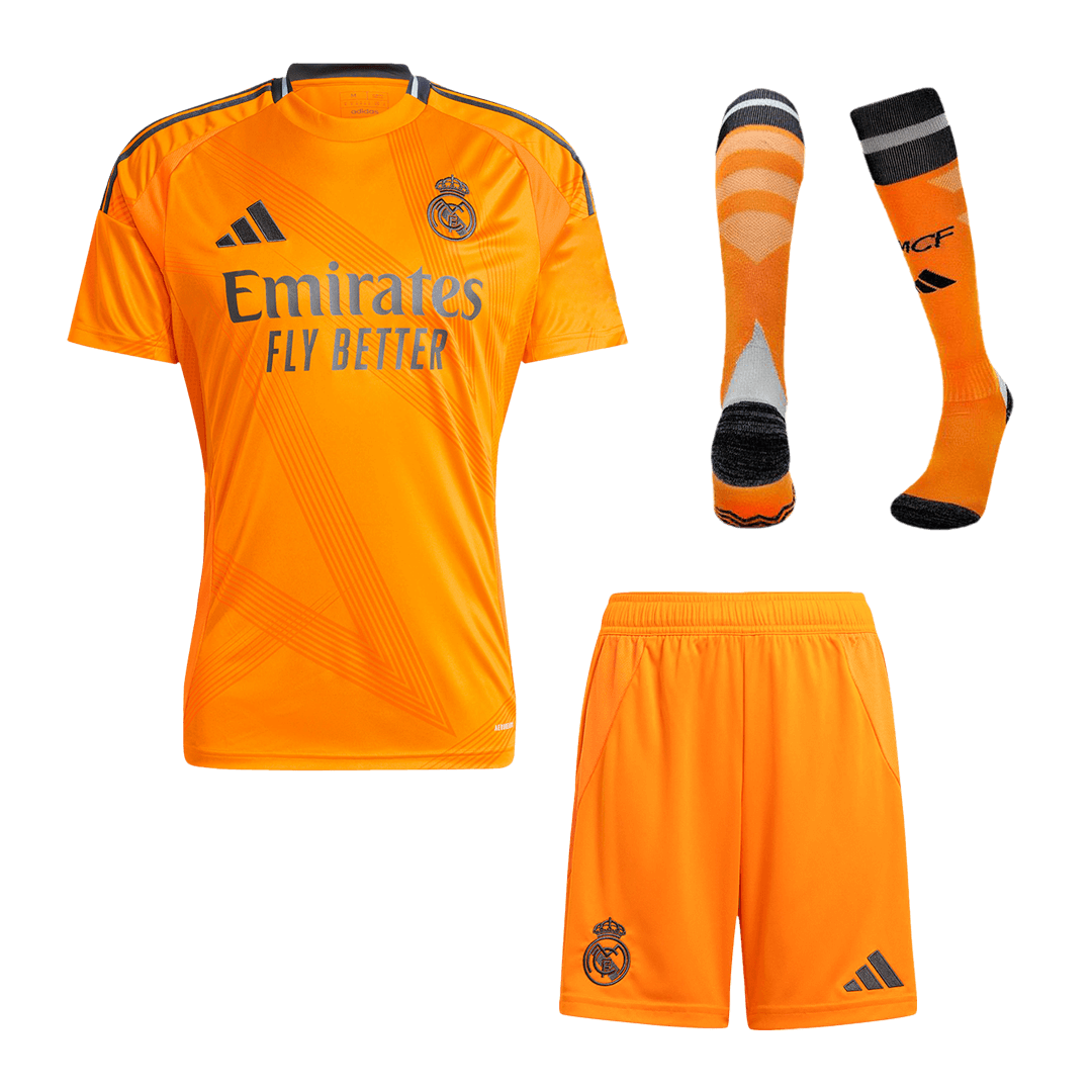 Camiseta de fútbol visitante del Real Madrid para hombre (camiseta, pantalón corto y medias) 2024/25