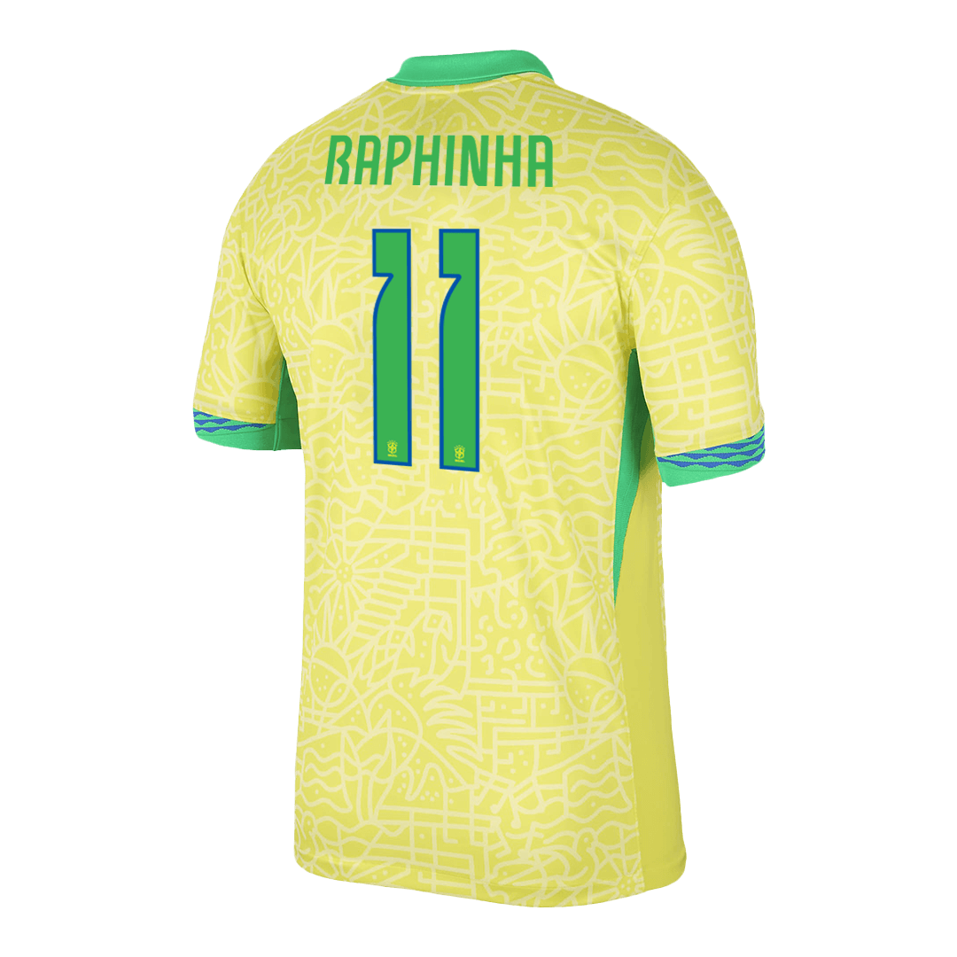 Brazil RAPHINHA #11 Soccer Jersey Home Custom Shirt 2024
