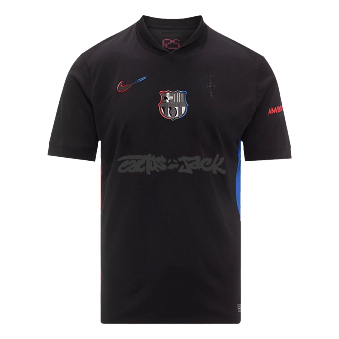 Camiseta de visitante del Barcelona x Travis Scott 2024/25, negra