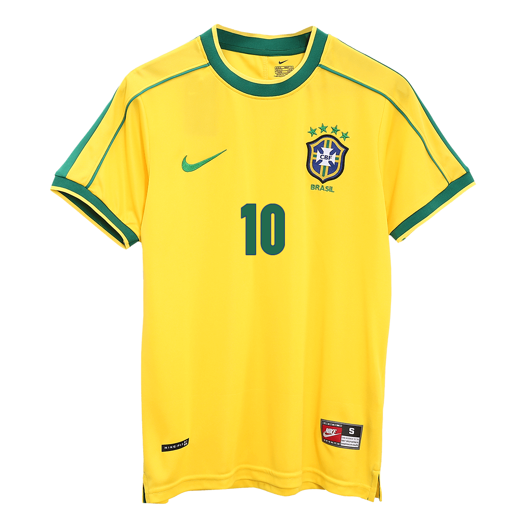 Retro Jersey RIVALDO #10 Brazil Home Soccer Shirt 1998 -World Cup