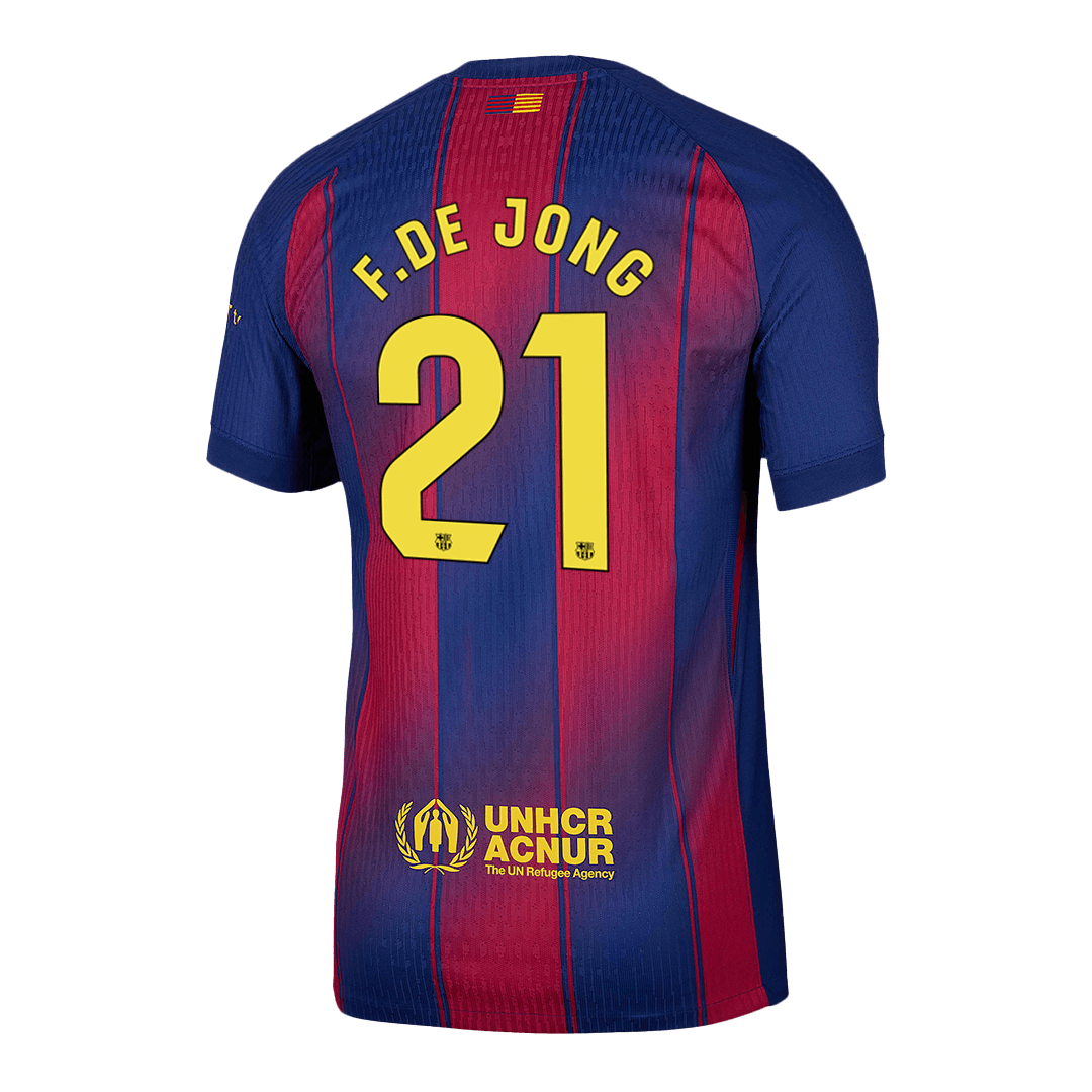 F.DE JONG #21 Barcelona Home Authentic Soccer Jersey 2025/26