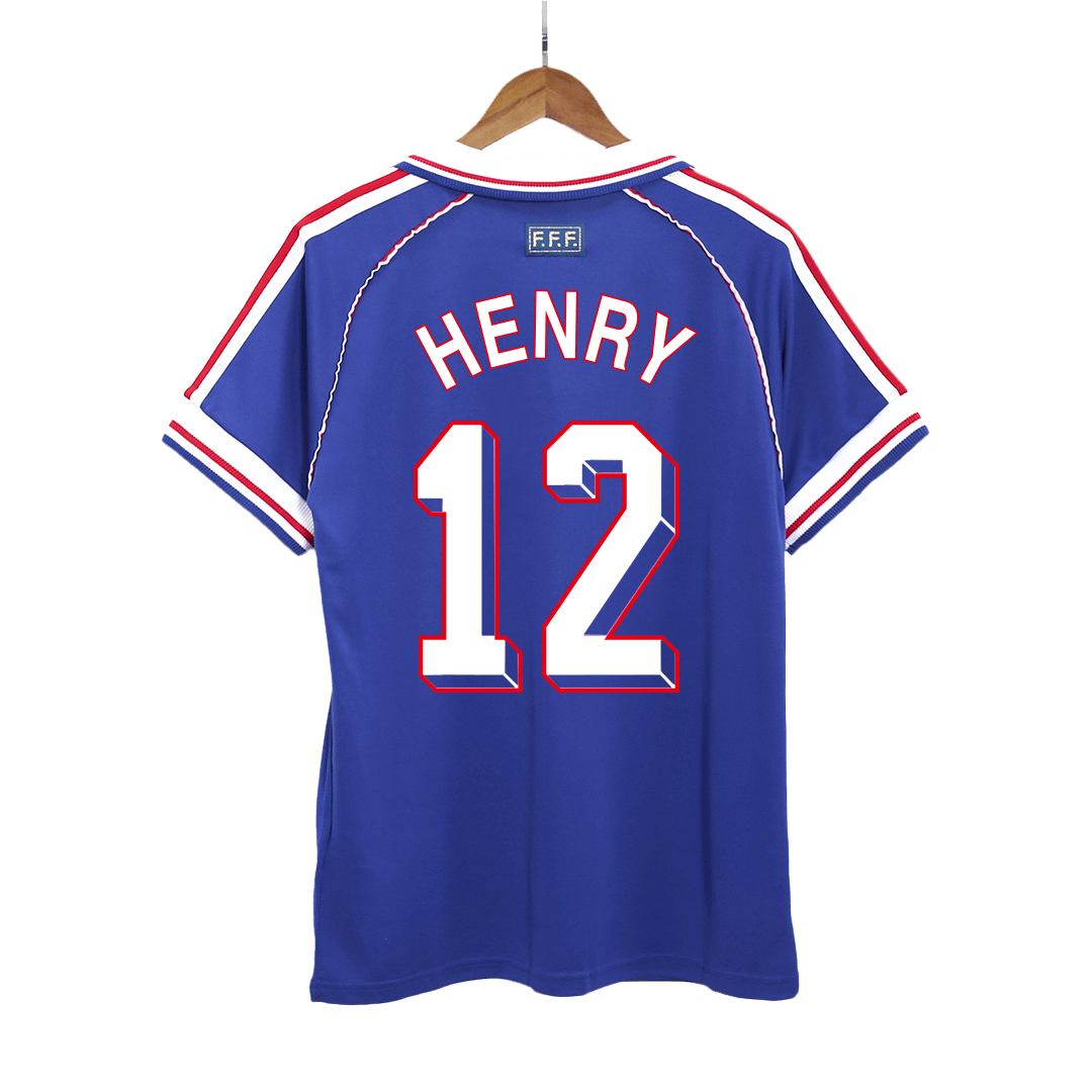Retro HENRY #12 1998 France Home Soccer Jersey