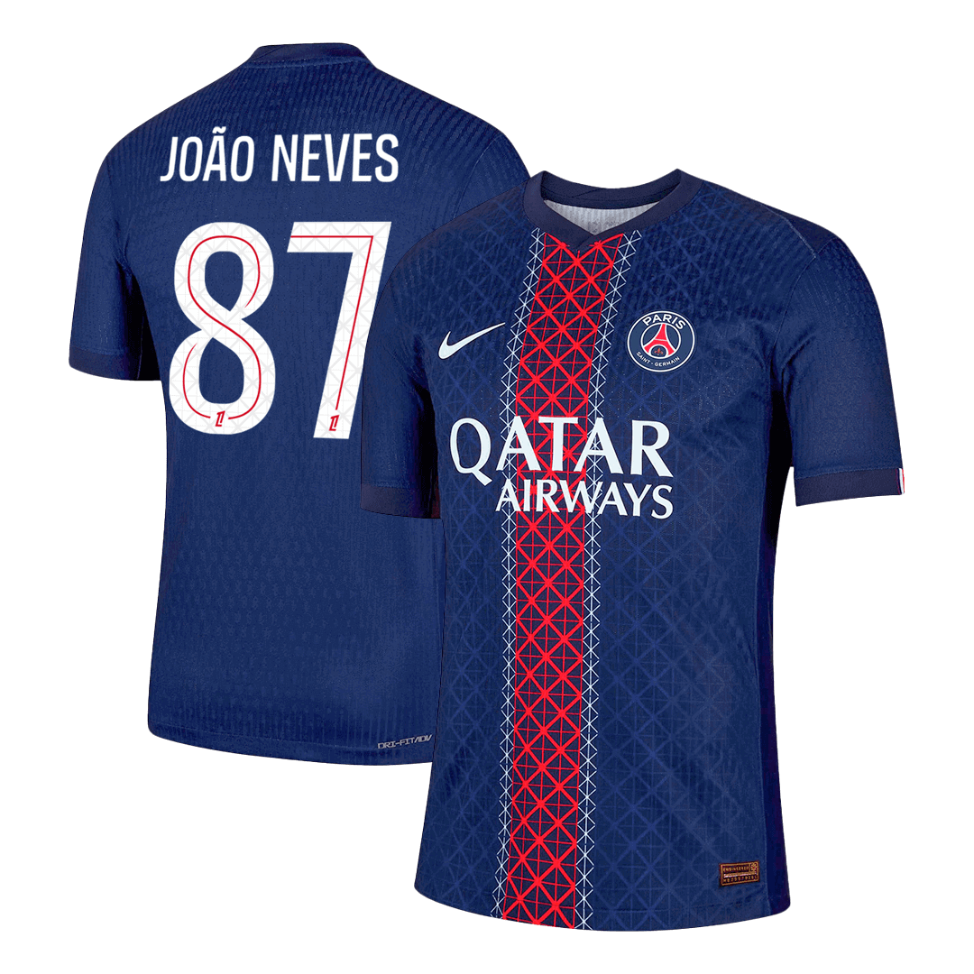 JOÃO NEVES #87 PSG Home Authentic Soccer Jersey 2025/26