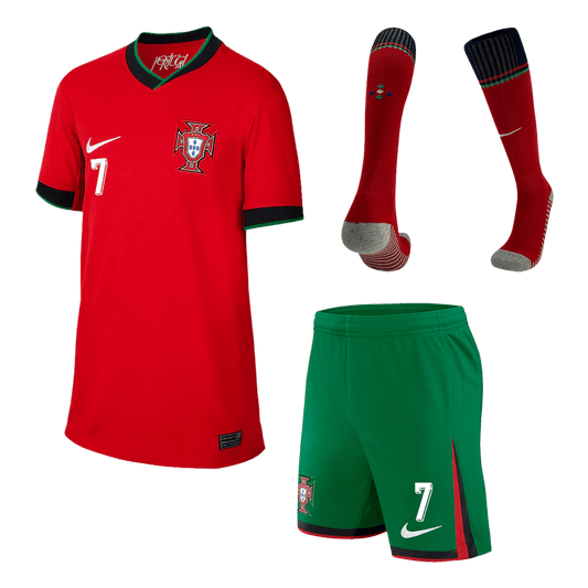 Kids Portugal RONALDO #7 Custom Home Full Soccer Kits 2024