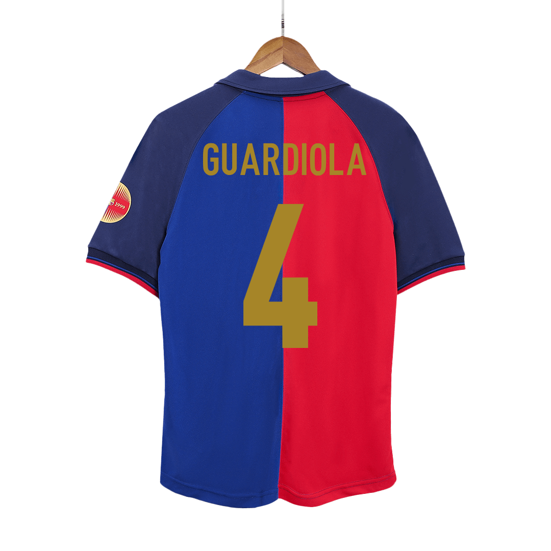 Retro Jersey GUARDIOLA #4 Barcelona Retro Jersey Home Soccer Shirt 1999/00 100th Anniversary