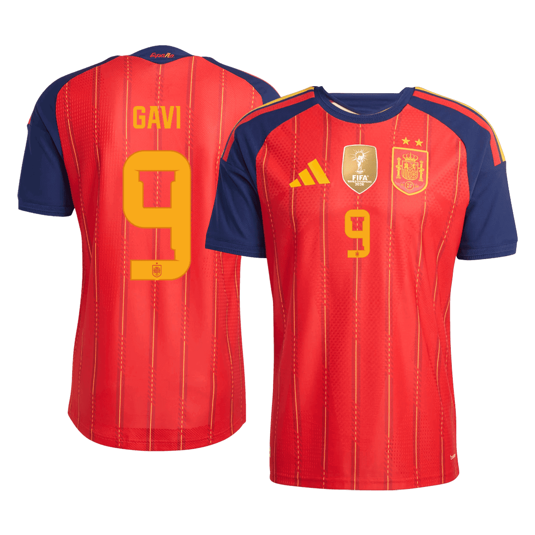 GAVI #9 Spain Home Player Version Jersey World Cup 2026 - Champion