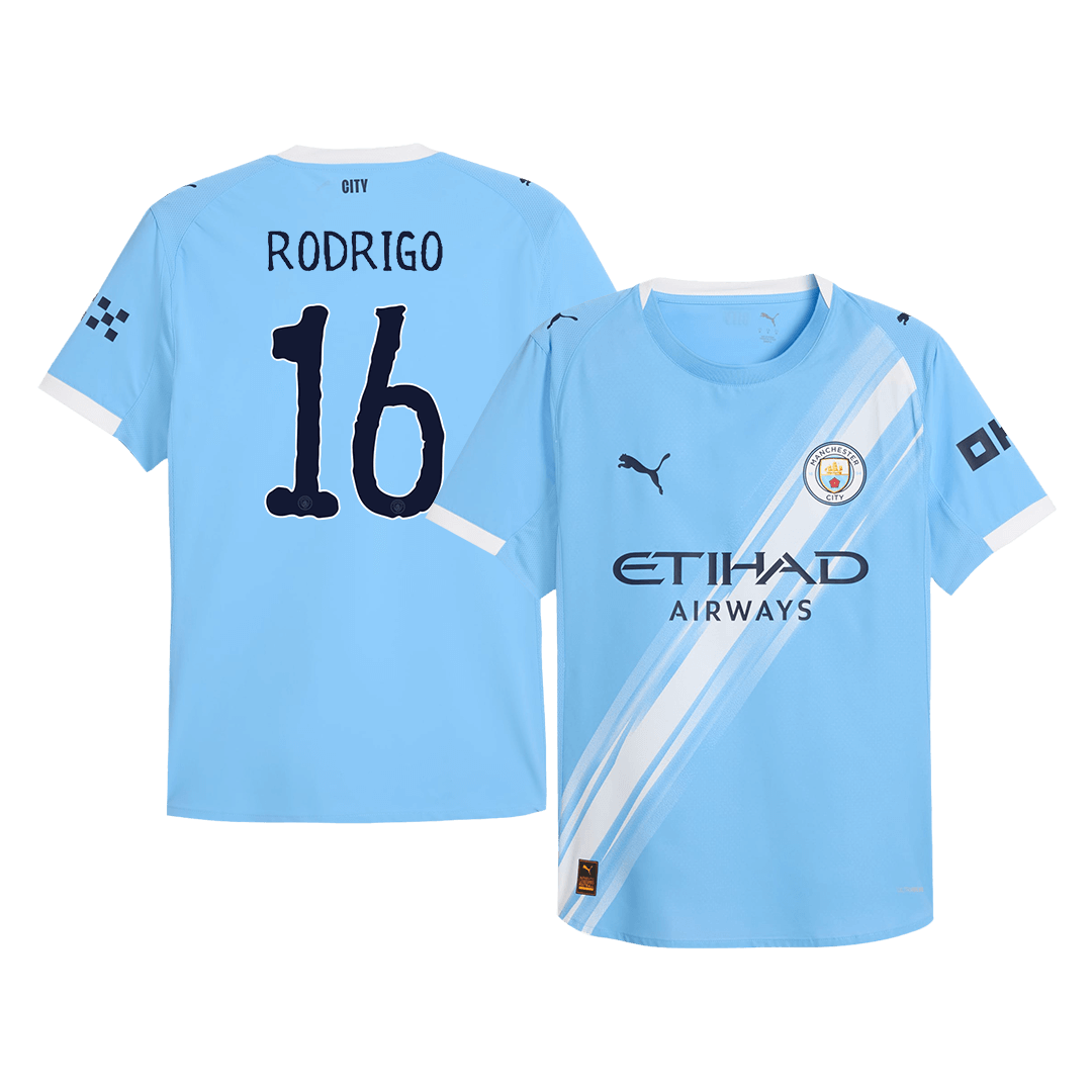 RODRIGO #16 Authentic Manchester City Home Soccer Jersey 2025/26 Blue Jersey - Club World Cup