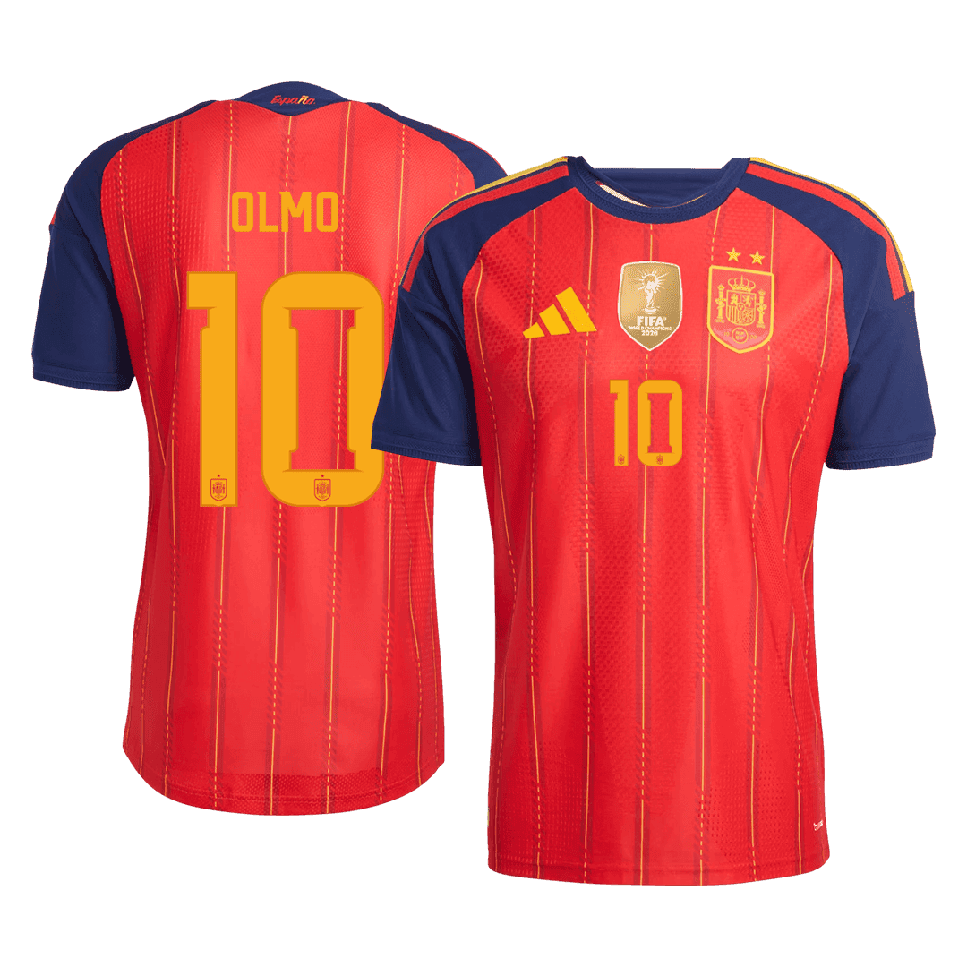 OLMO #10 Spain Home Player Version Jersey World Cup 2026 - Champion
