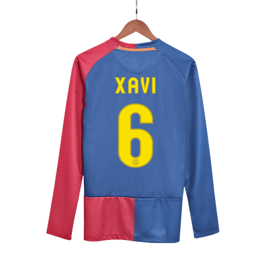 Retro Jersey XAVI #6 Barcelona Retro Jersey Home Long Sleeve Soccer Shirt 2008/09 - UCL Final