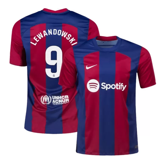 Authentic LEWANDOWSKI #9 Soccer Jersey Barcelona Home Shirt 2023/24