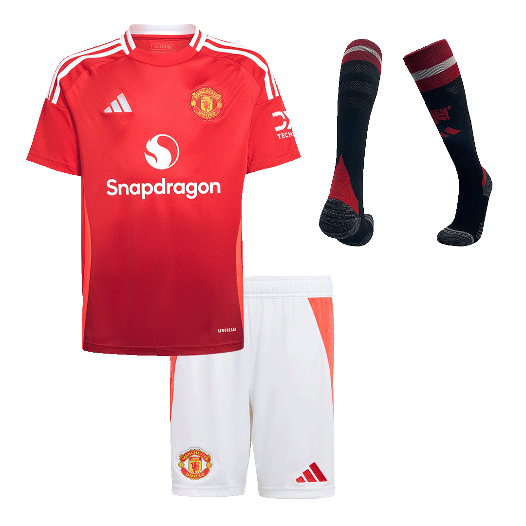 Kid's Manchester United Home Soccer Jersey Kit (Shirt+Shorts+Socks) 2024/25