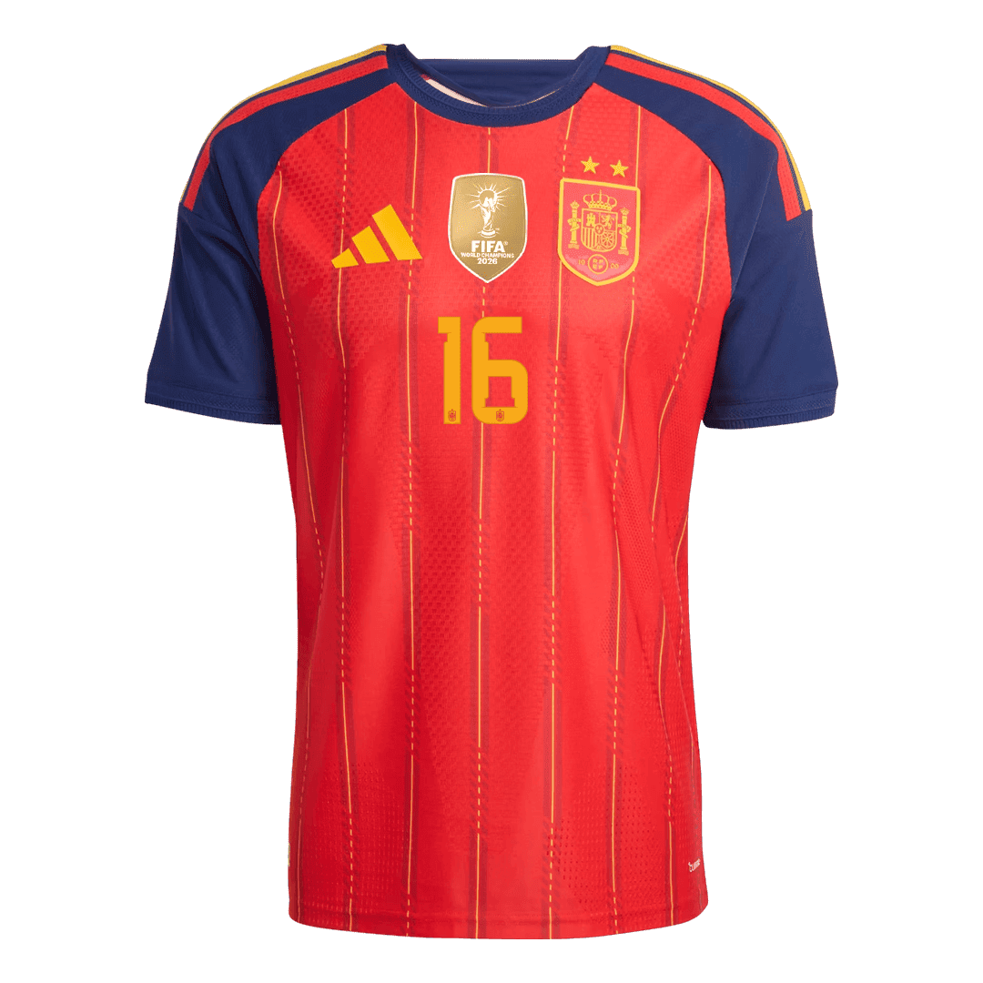 RODRIGO #16 Spain Home Player Version Jersey World Cup 2026 - Champion