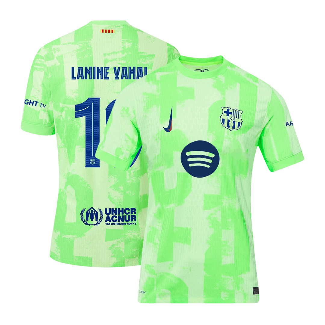 Authentic LAMINE YAMAL #19 Soccer Jersey Barcelona Third Away Shirt 2024/25 UCL Spotify Logo Without Text