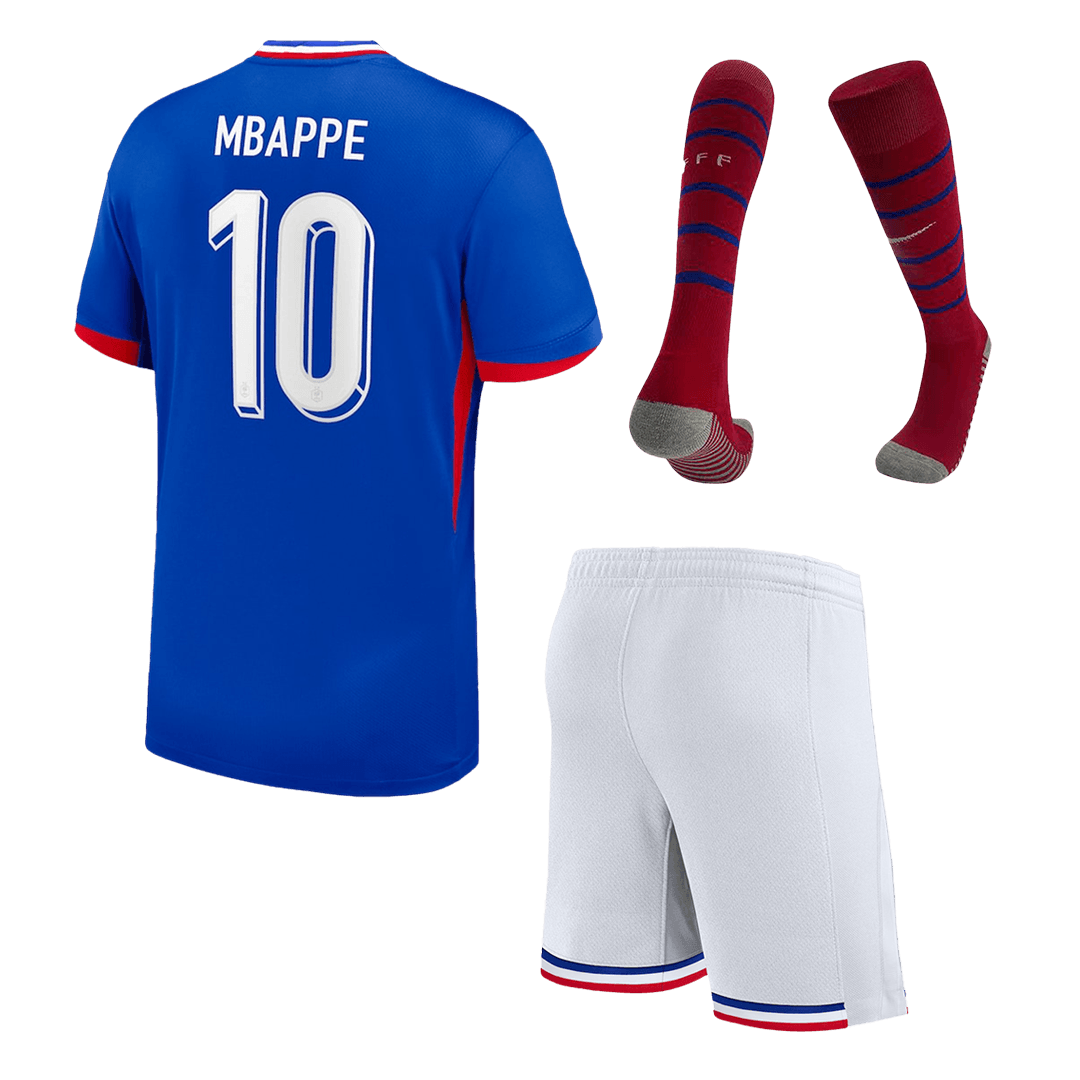 Kid's MBAPPE #10 France Home Soccer Jersey Kit(Jersey+Shorts+Socks) Euro 2024