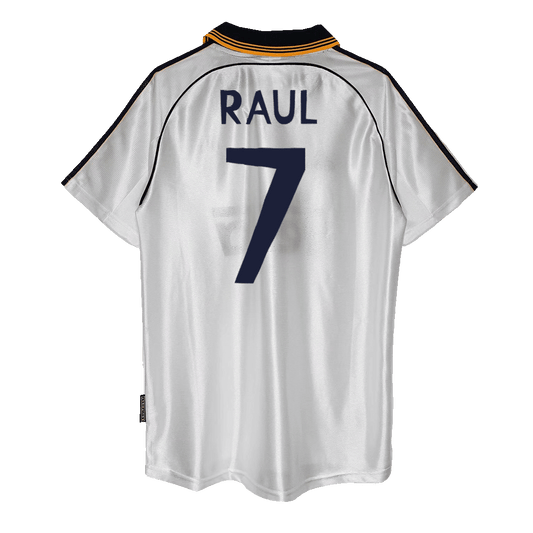 Retro Jersey  RAUL #7 Real Madrid Retro Jersey Home Soccer Shirt 1998/00