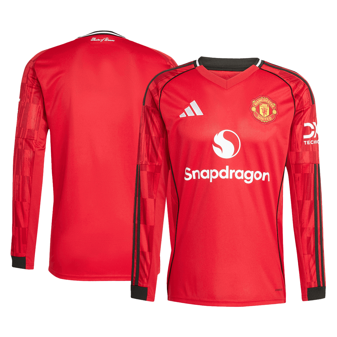 Camiseta de fútbol de manga larga de local del Manchester United 2025/26