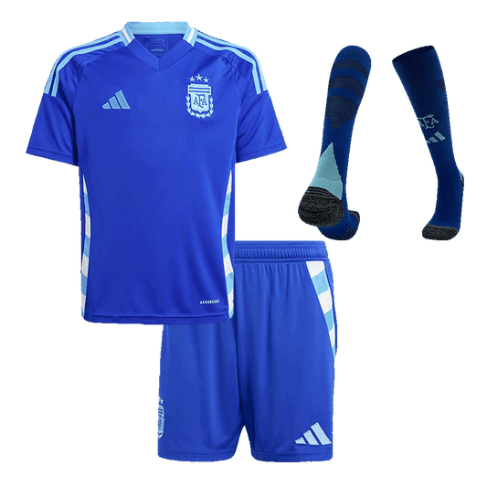 Kid's Argentina Away Soccer Jersey Kit(Jersey+Shorts+Socks) Copa America 2024