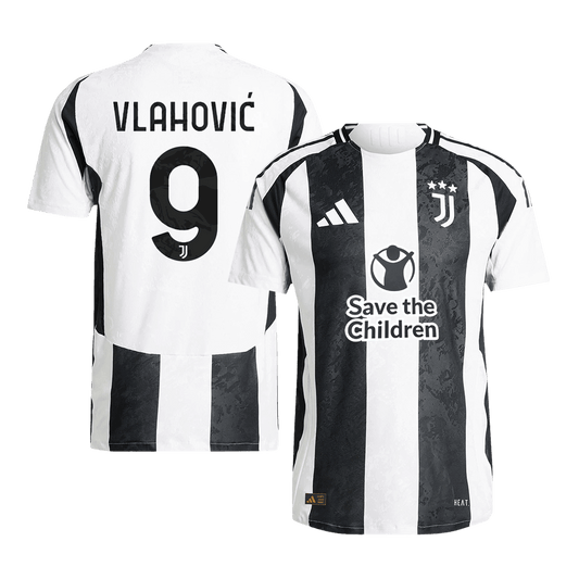 Authentic  VLAHOVI?  #9 Juventus Home Soccer Jersey 2024/25 - Save The Children Sponsor