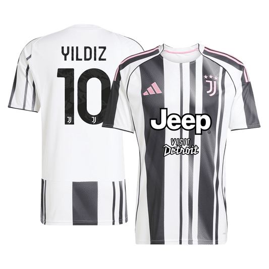 Camiseta de fútbol local para hombre YILDIZ #10 2025/26, patrocinado por Juventus Jeep x Visit Detroit