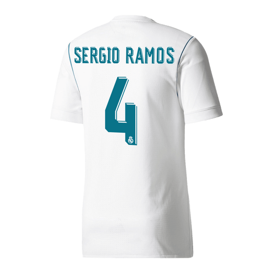 SERGIO RAMOS #4 Retro Real Madrid Jersey Home Soccer Shirt 2017/18