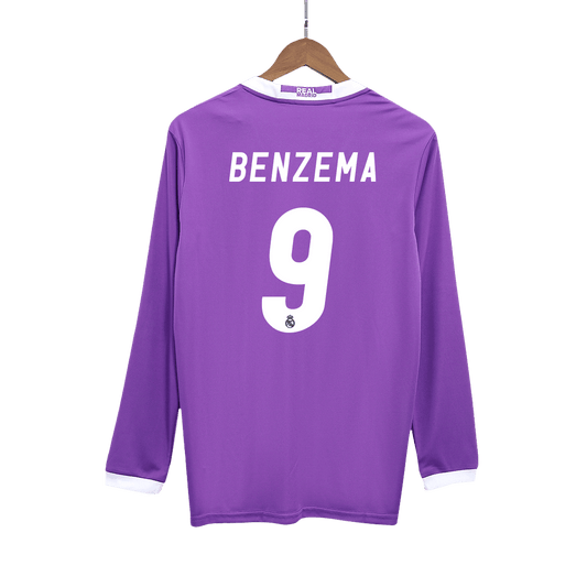 BENZEMA #9 Real Madrid Retro Jersey Away Long Sleeve Soccer Shirt 2016/17