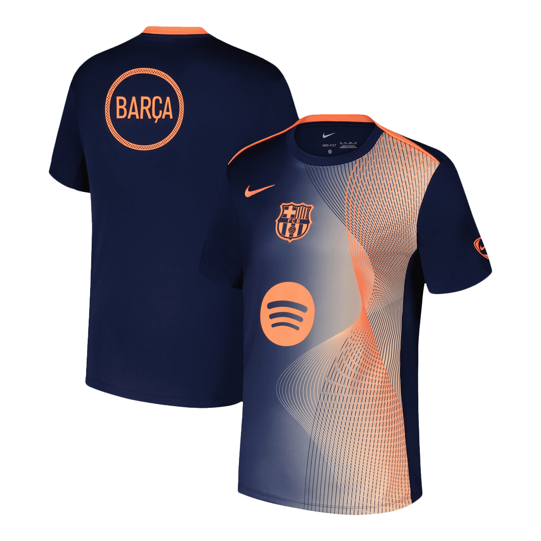 Barcelona Pre-Match Soccer Jersey 2025/26 Orange&Black