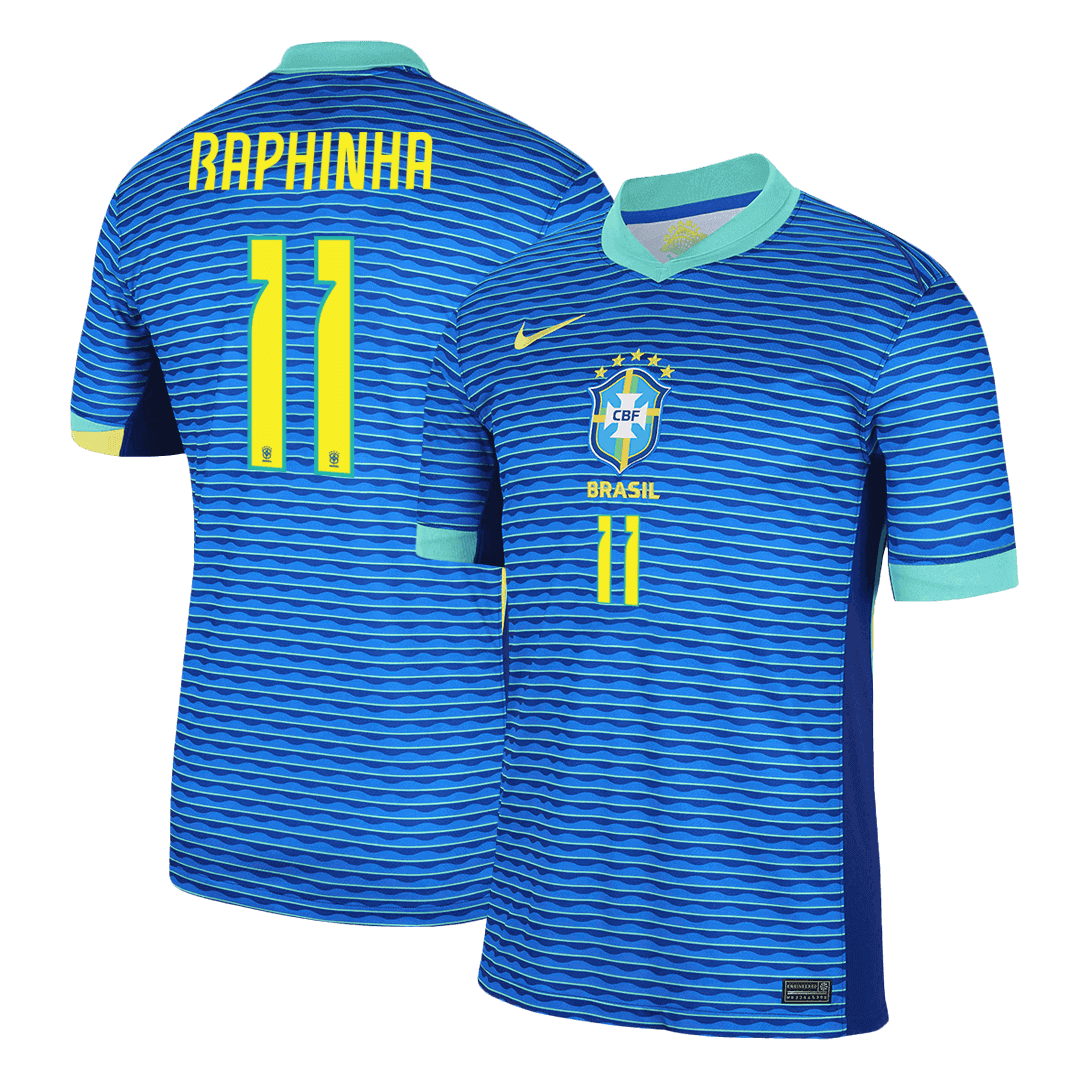 RAPHINHA #11 Brazil Soccer Jersey Away Custom Shirt 2024