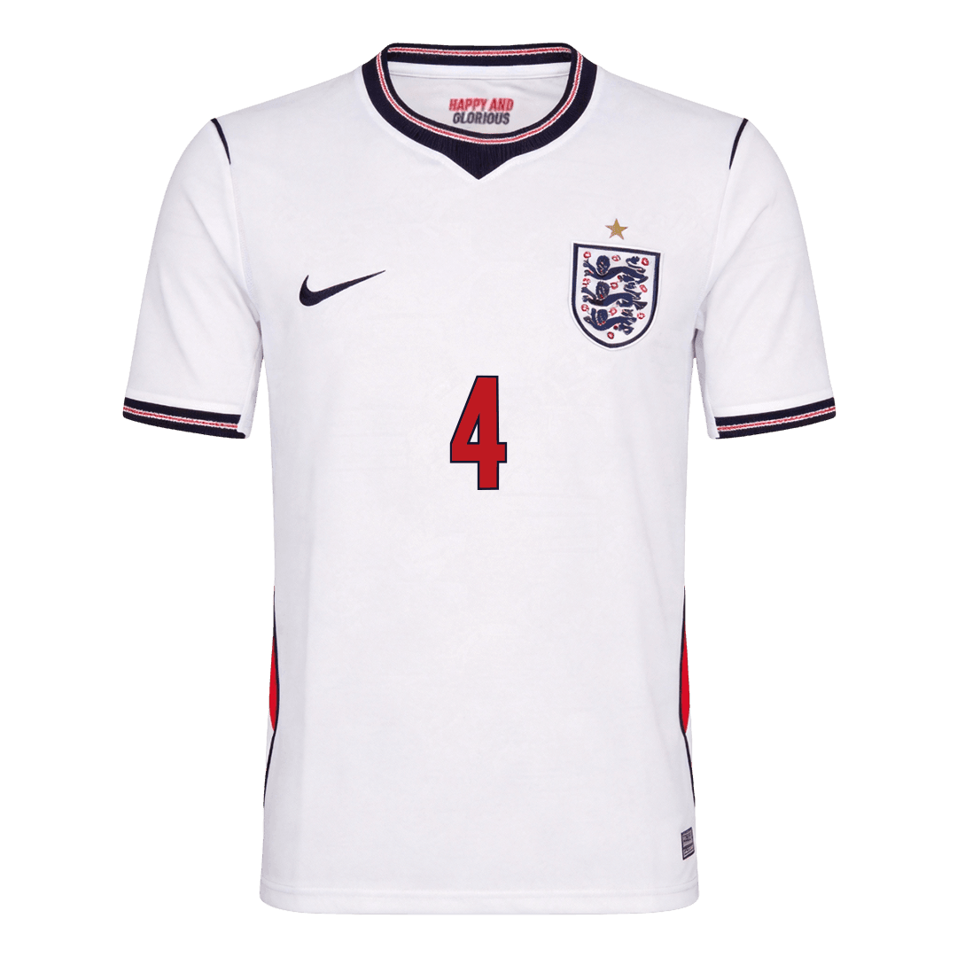 RICE #4 England Home Soccer Jersey World Cup 2026