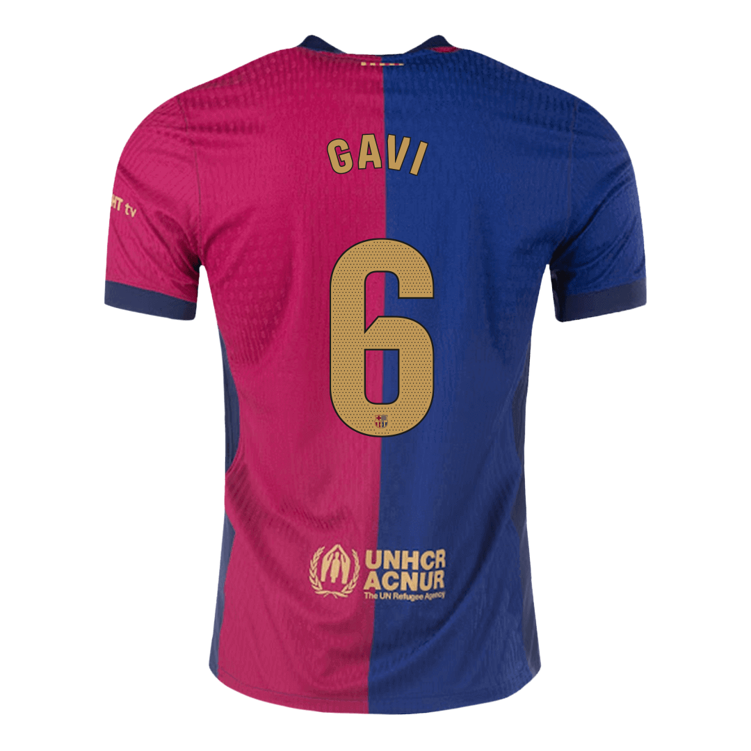 Authentic GAVI #6 Barcelona Home Soccer Jersey 2024/25 - Spotify Logo Without Text