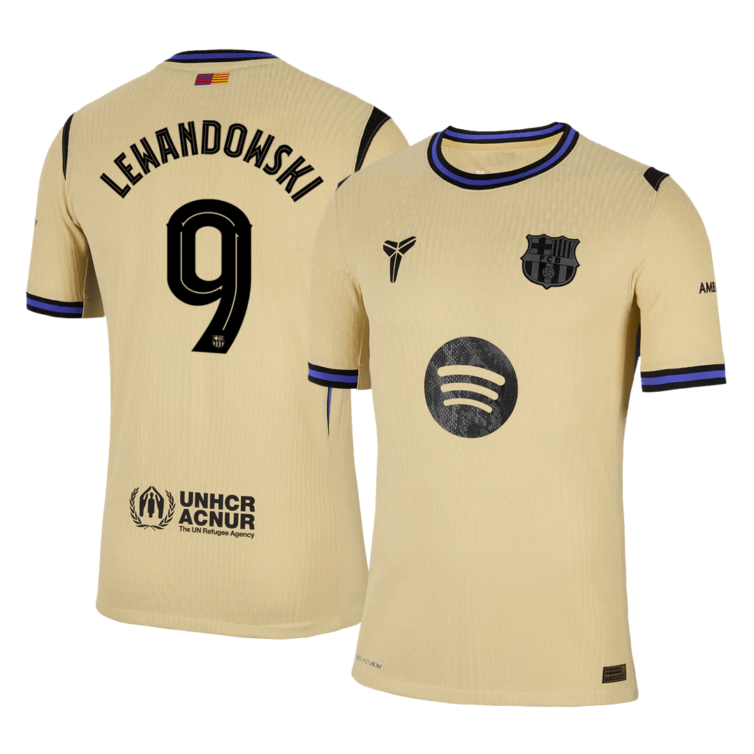 LEWANDOWSKI #9 Barcelona Away Authentic Soccer Jersey 2025/26 - UCL