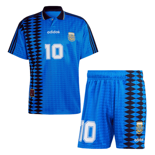 Retro #10 Argentina Away Soccer Jersey Kit(Jersey+Shorts) 1994