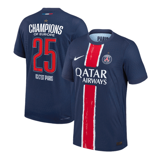 Authentic CHAMPIONS #25 Soccer Jersey PSG Home Shirt 2024/25 CHAMPIONS OF EUROPE