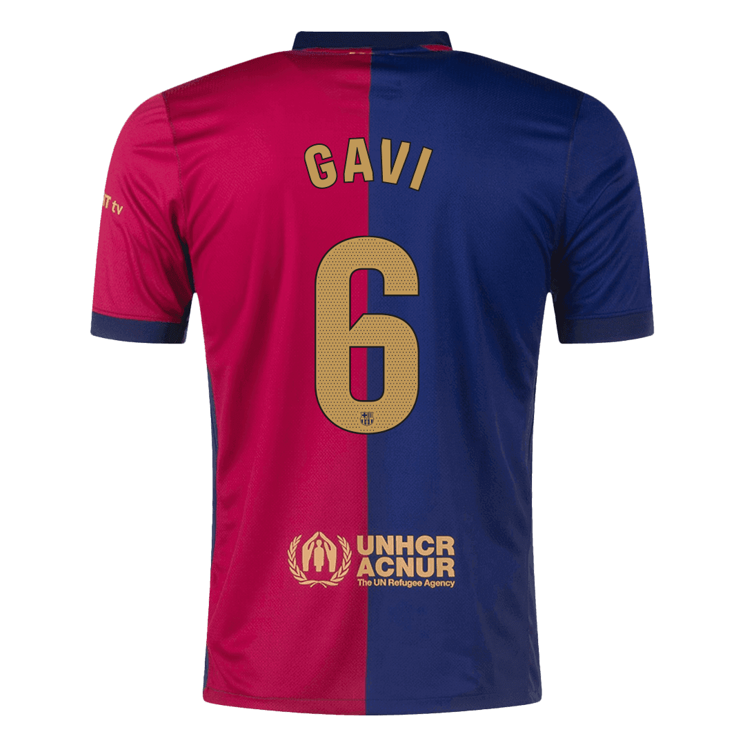 Barcelona GAVI #6 Jersey Custom Soccer Jersey Home 2024/25 Spotify Logo Without Text