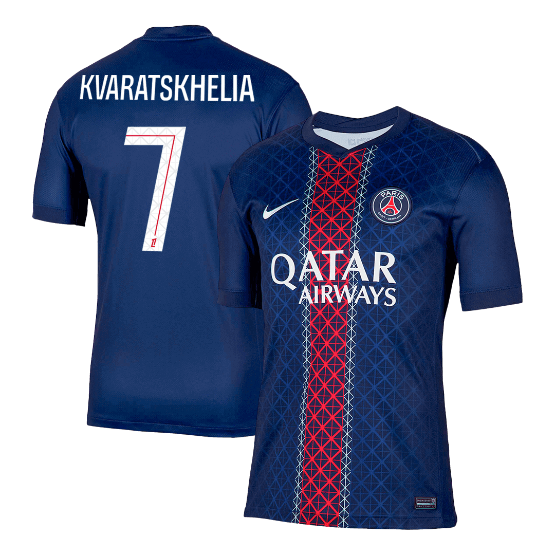 KVARATSKHELIA #7 PSG Home Soccer Jersey 2025/26