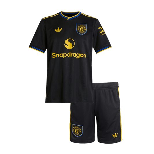 Manchester United Third Away Kids Soccer Jerseys Kit 2025/26