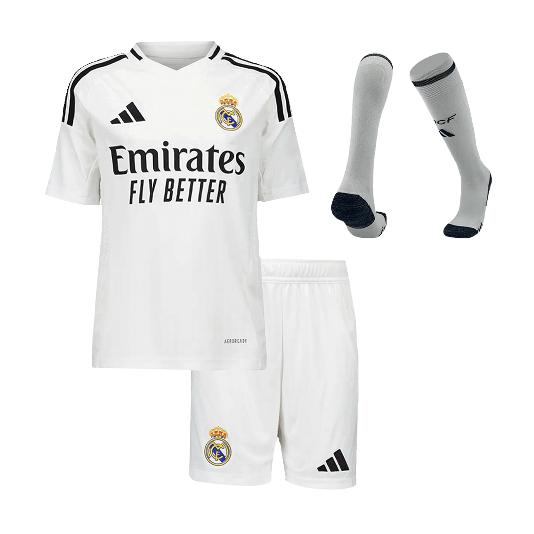 Kid's Real Madrid Home Soccer Jersey Kit (Shirt+Shorts+Socks) 2024/25